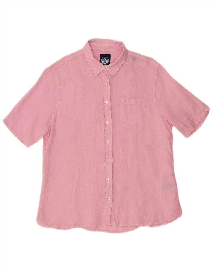 NORTH SAILS Camisa de manga corta para mujer UK 44 Medium Pink Linen