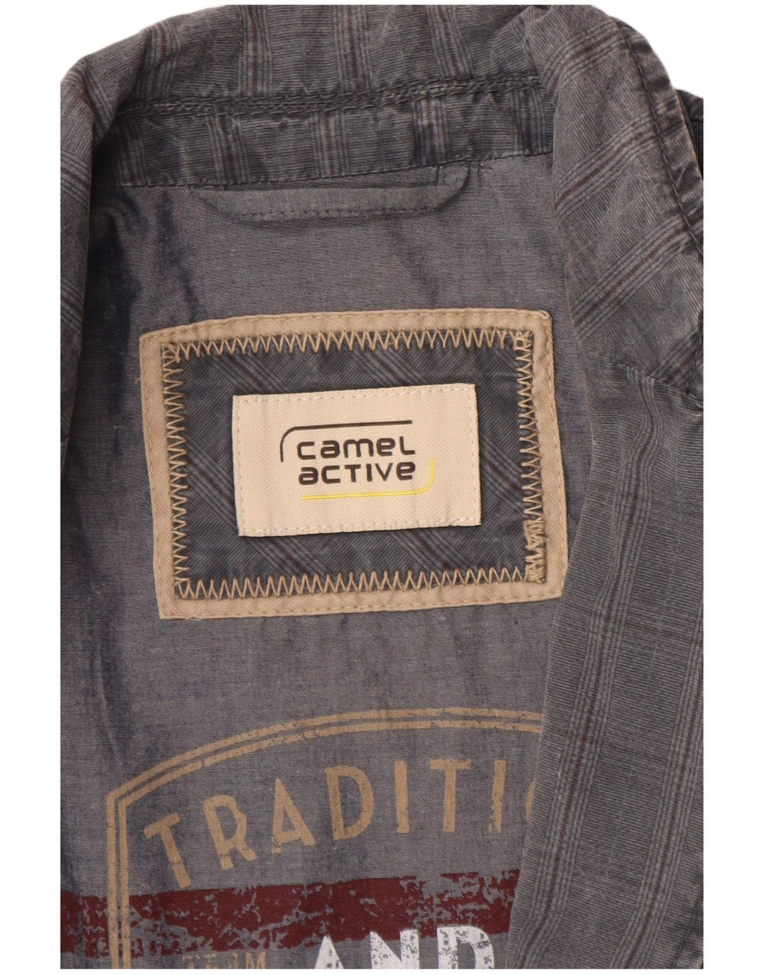 CAMEL ACTIVE Chaqueta tipo blazer de 2 botones para hombre IT 48 Algodón a cuadros azul medio