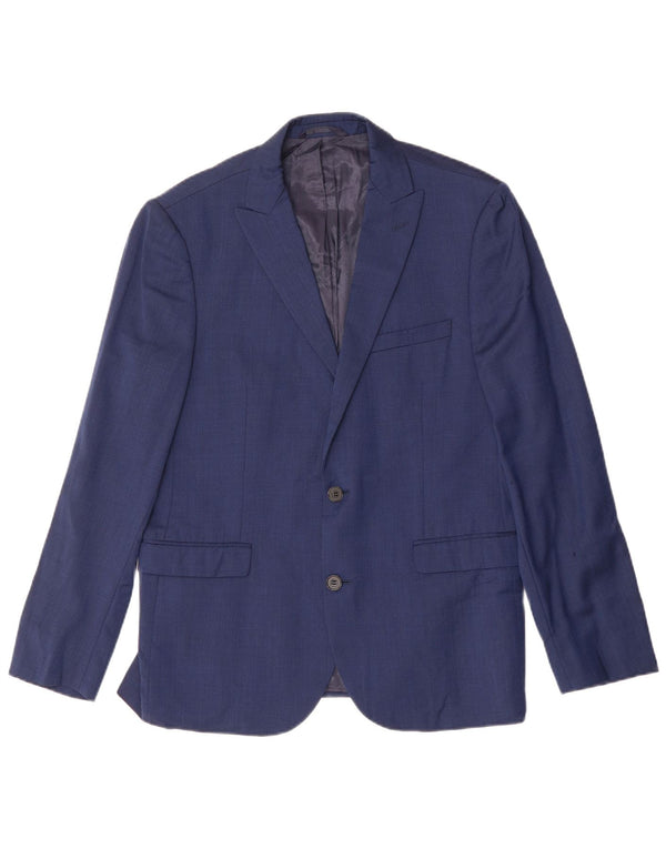 DKNY Mens Slim Fit 2 Button Blazer Jacket IT 52 XL Navy Blue Wool