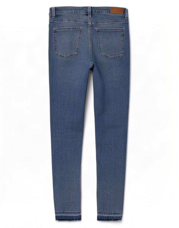 Marks & Spencer Jeans Ajustados Desgastados para Mujer UK 12 Medium W28 L27 Azul