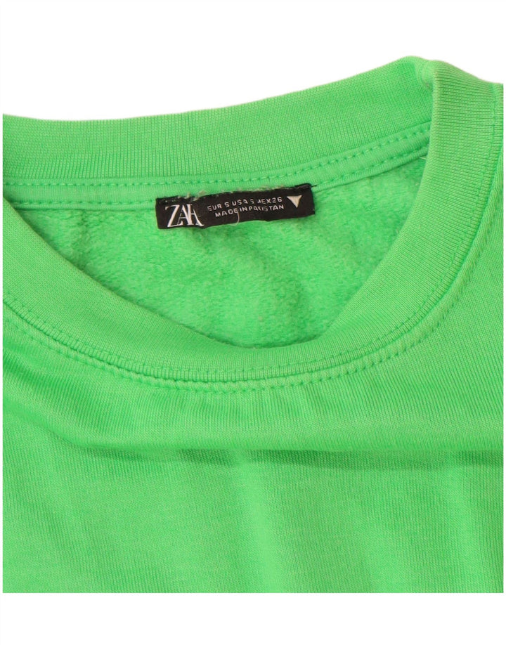 Zara Mujer Sudadera Jumper UK 10 Small Verde Poliéster