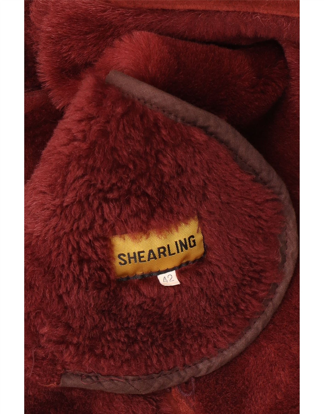 Chaqueta vintage de mujer shearling IT 42 Medium Borgoña Shearling