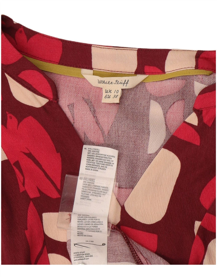 White Stuff Blusa extragrande para mujer UK 40 Small Borgoña Geométrico