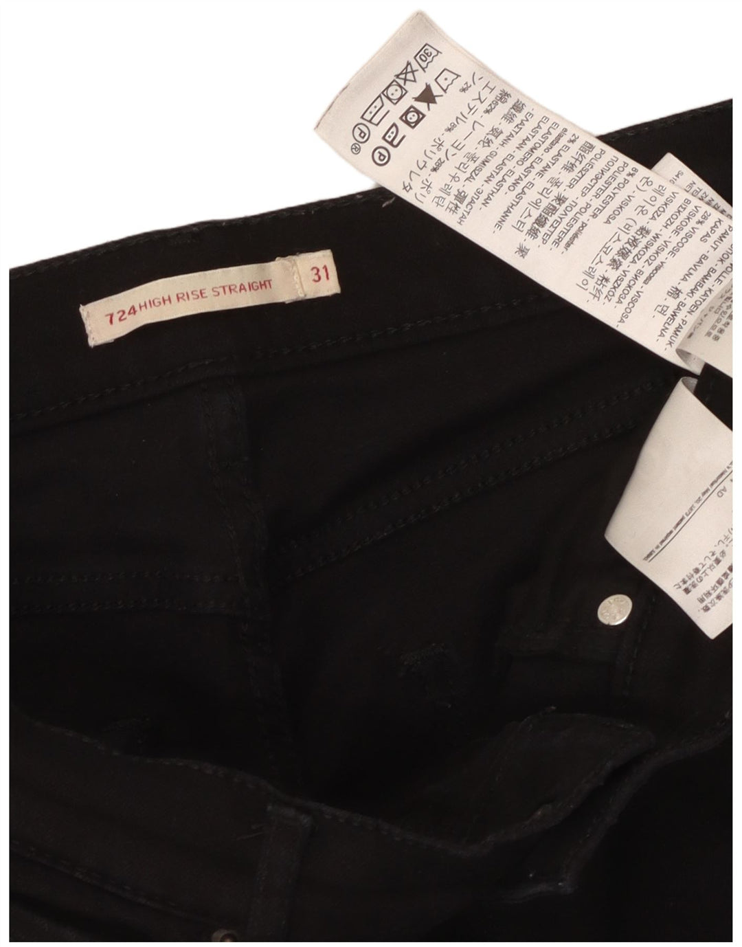 LEVI'S Jeans rectos de talle alto 724 para mujer W31 L31 Algodón negro