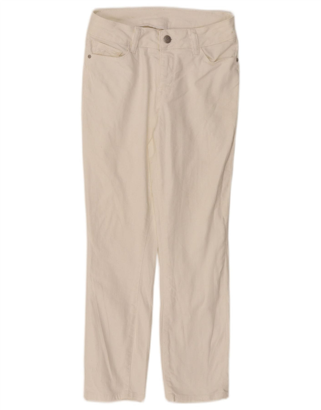 CREW CLOTHING Vaqueros recortados de cintura baja para mujer UK 8 Small W26 L23 Blanco