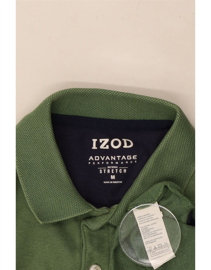IZOD Polo para hombre de algodón color block verde medio
