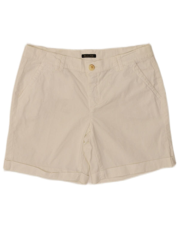 Massimo Dutti Pantalones Cortos Chinos Casual Fit para Mujer EU 38 Small W28 Algodón Blanco