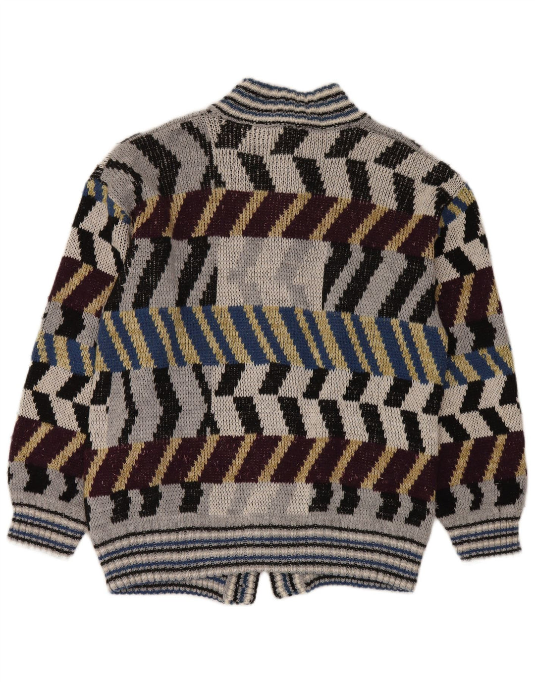 Vintage hombres Cardigan suéter grande multicolor rayas