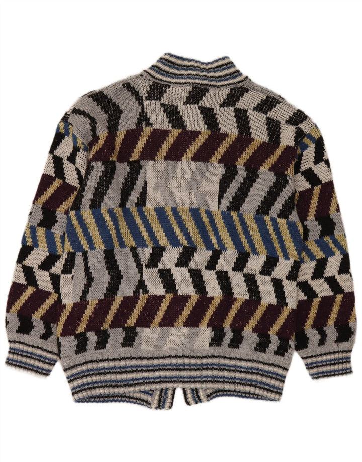 Vintage hombres Cardigan suéter grande multicolor rayas