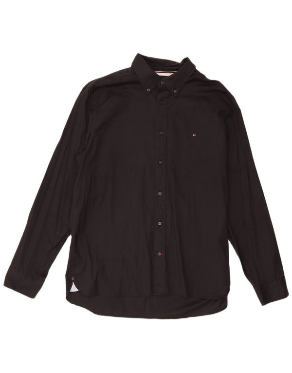 Tommy Hilfiger Camisa Regular Fit para Hombre XL Algodón Negro