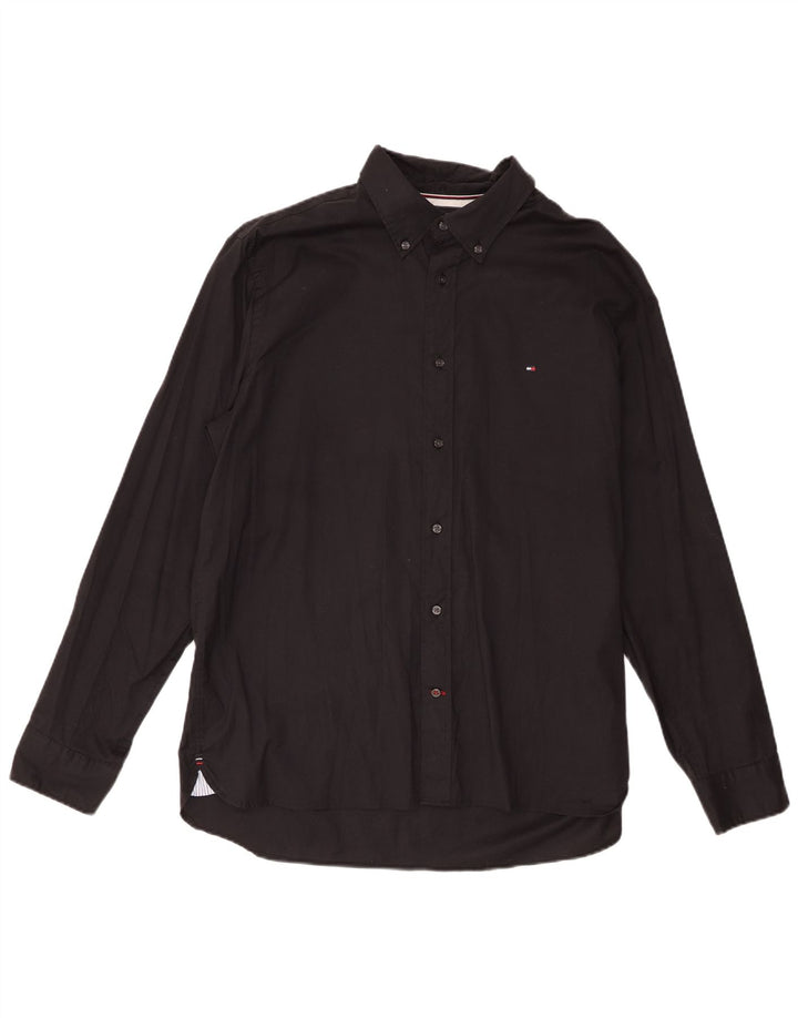 Tommy Hilfiger Camisa Regular Fit para Hombre XL Algodón Negro