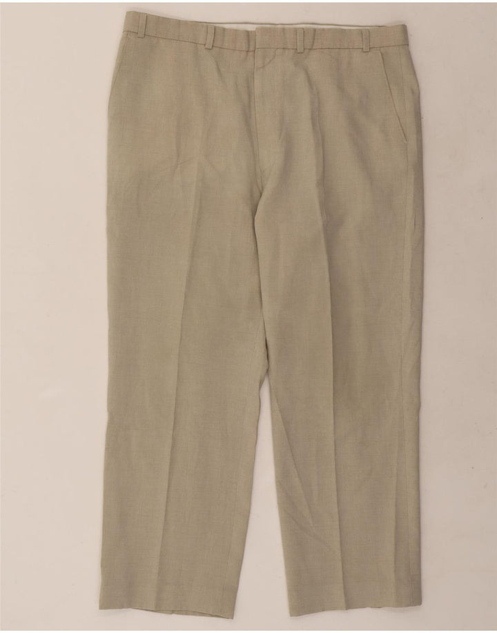 Marks & Spencer Pantalón chino recto para hombre W38 L27 Poliéster beige