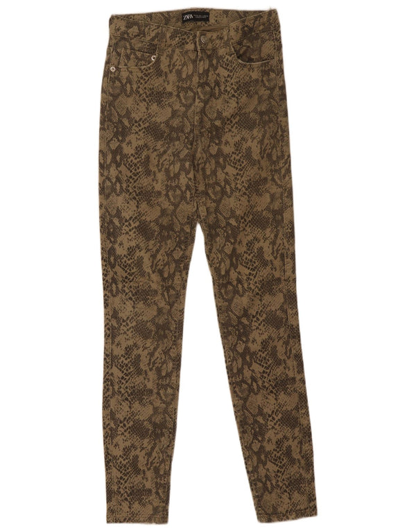 Zara Vaqueros Pitillo Mujer EU 36 XS W26 L28 Caqui Estampado Animal