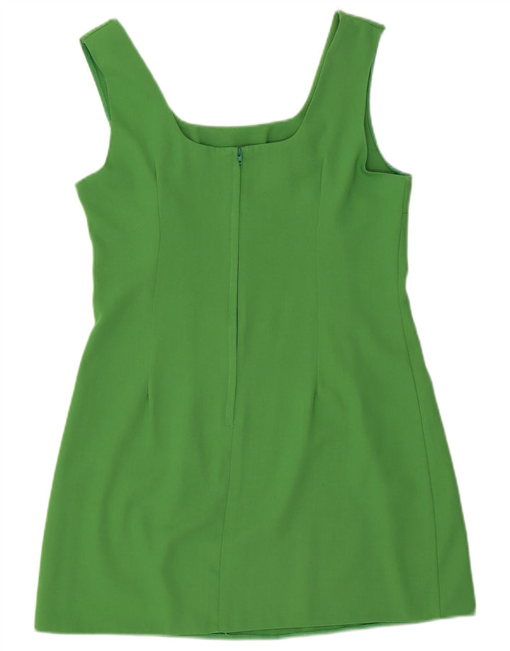 Vintage mujer sin mangas vestido de vaina Reino Unido 14 poliéster verde medio
