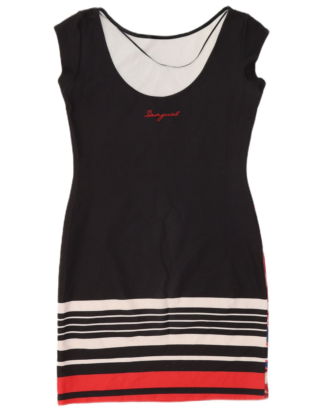 DESIGUAL Vestido ajustado para mujer UK 40 Mediano Negro Floral Poliéster