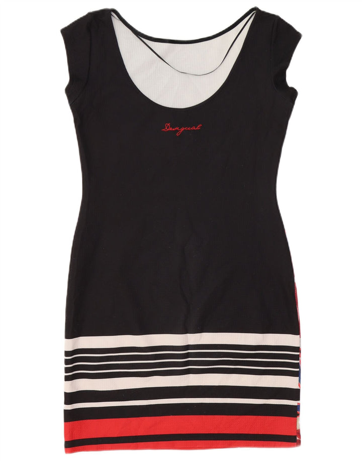 DESIGUAL Vestido ajustado para mujer UK 40 Mediano Negro Floral Poliéster