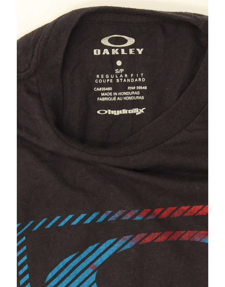 Oakley Camiseta con gráfico de corte regular para hombre, talla pequeña, color negro