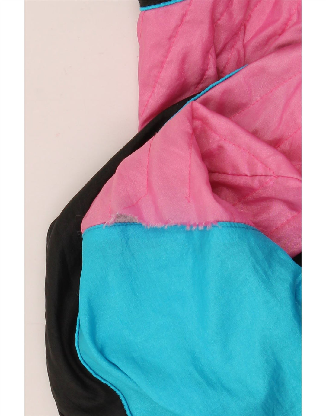 Vintage hombres chándal top chaqueta medio azul colorblock nylon