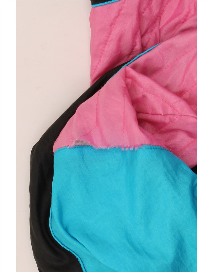 Vintage hombres chándal top chaqueta medio azul colorblock nylon