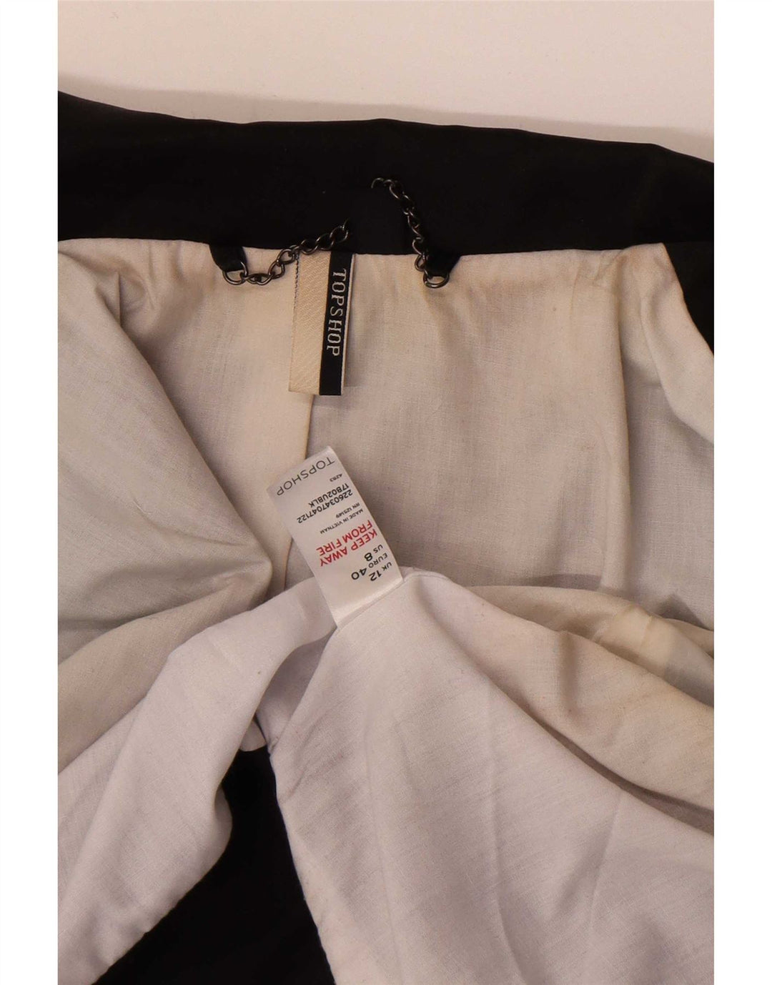 Topshop Chaqueta tipo blazer de manga 3/4 para mujer, talla M, color negro