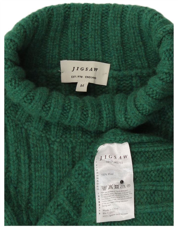 Jigsaw Jersey de cuello vuelto para mujer UK 14 Lana verde medio