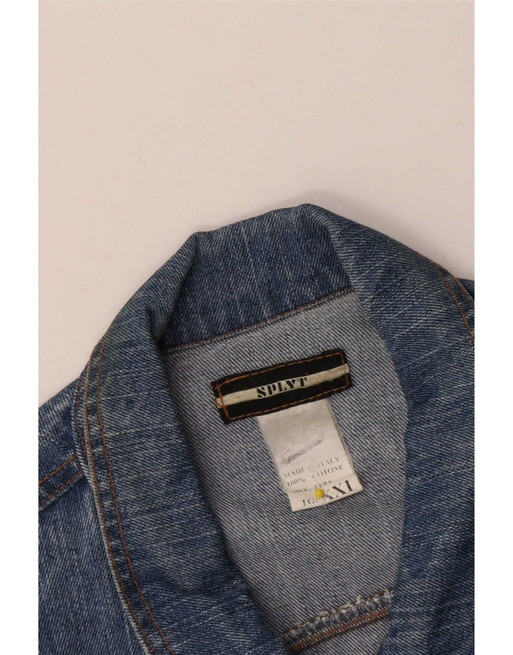 Vintage mujer chaqueta de mezclilla Reino Unido 20 2XL algodón azul