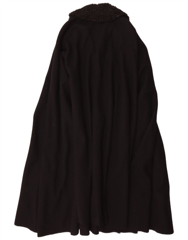 Vintage Mujer Poncho Abrigo Un Tamaño Negro