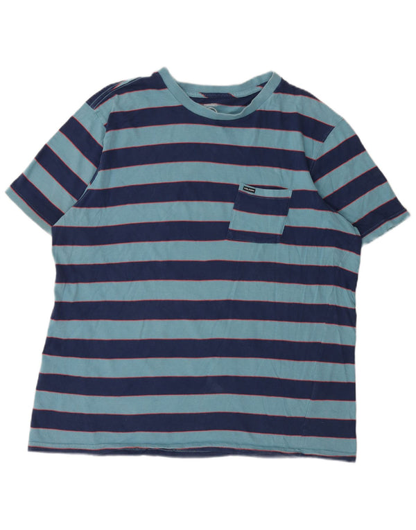 Volcom Camiseta Modern Fit para hombre Top XL Algodón a rayas azul marino