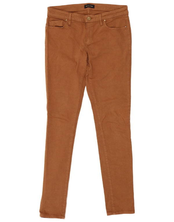 Massimo Dutti Pantalón Casual Pitillo Mujer EU 38 W30 L31 Marrón Algodón
