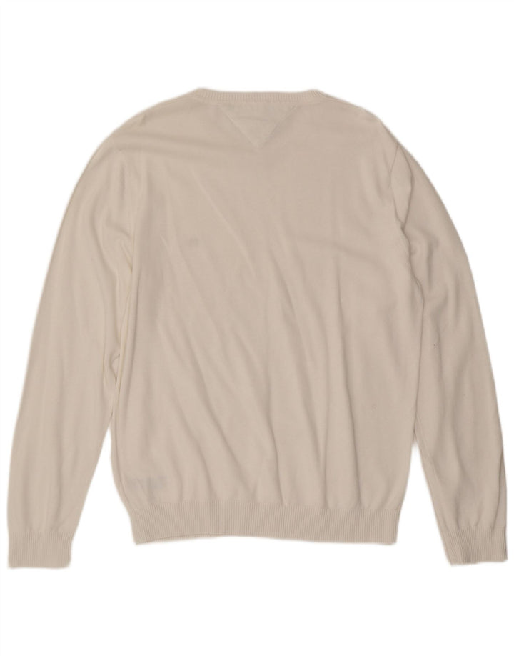 Tommy Hilfiger Jersey con Cuello en V para Hombre XL Blanco Algodón Clásico