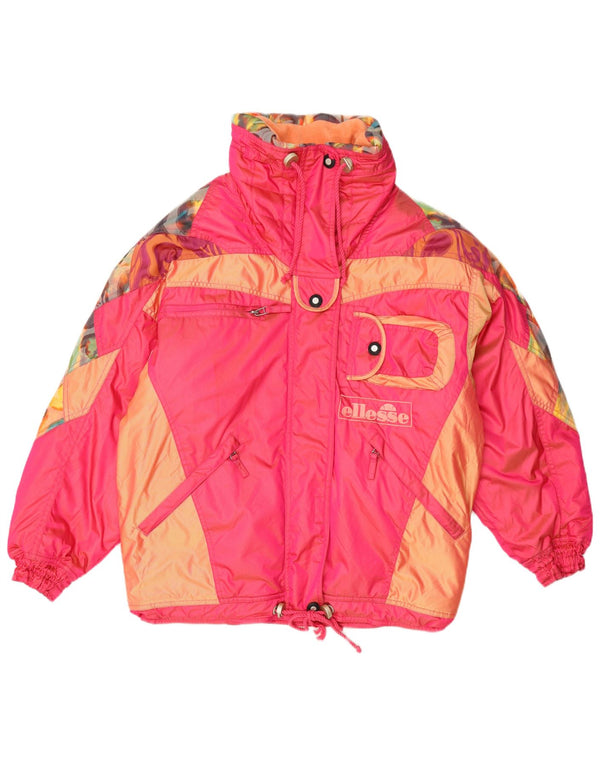Ellesse Womens Ski Hooded Full Tracksuit IT 42 Medium Pink Colourblock