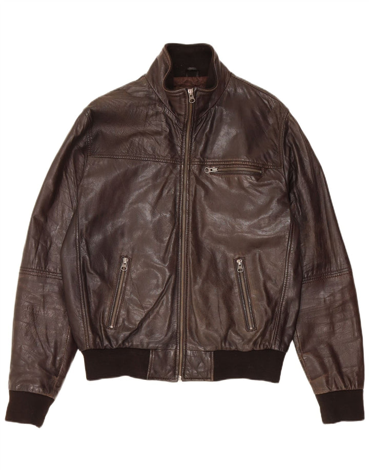On Spirit Chaqueta Bomber de Cuero para Hombre IT 48 Cuero Marrón Medio