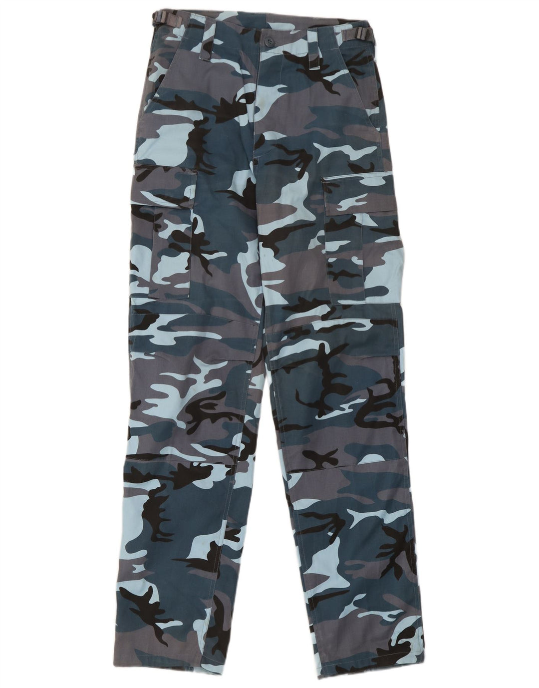 Pantalón cargo vintage para hombre de corte regular W30 L32 Poliéster de camuflaje azul