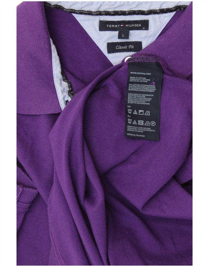 TOMMY HILFIGER Polo de ajuste clásico para mujer UK 44 Grande Algodón morado