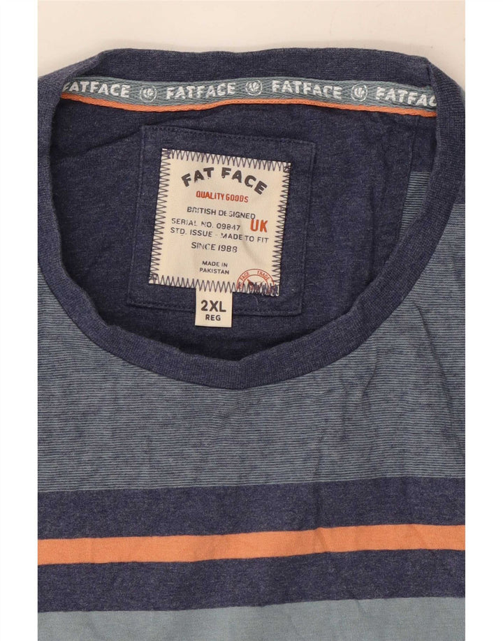 Camiseta para hombre Fat Face Top 2XL Azul a rayas