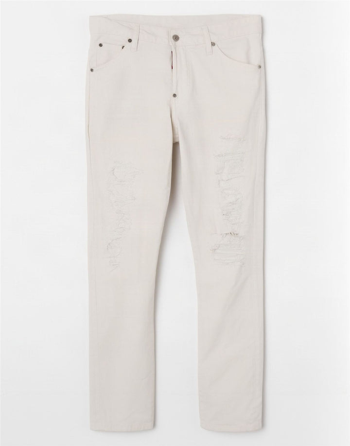 Vaqueros ajustados desgastados para hombre Dsquared2 W36 L28 Algodón blanco