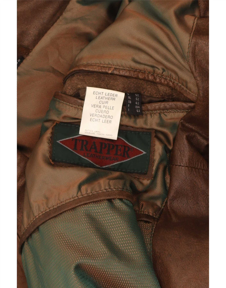 Trapper Chaqueta de cuero para hombre UK 42 XL Marrón