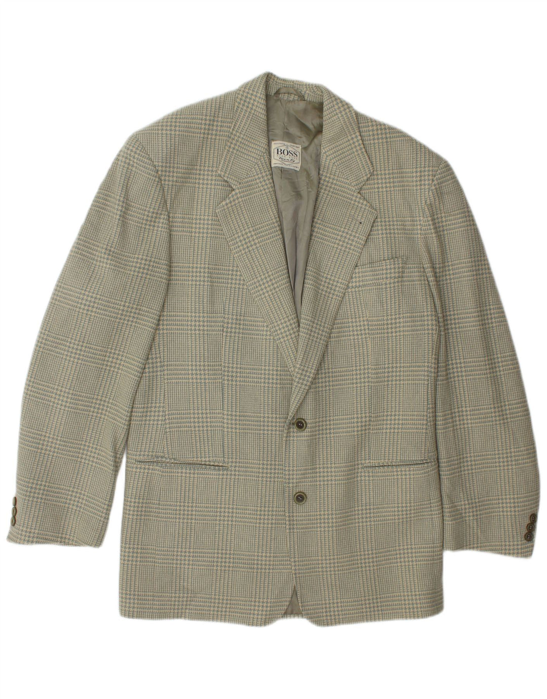 Hugo Boss Chaqueta tipo blazer de 2 botones para hombre UK 38 Lana a cuadros verde medio