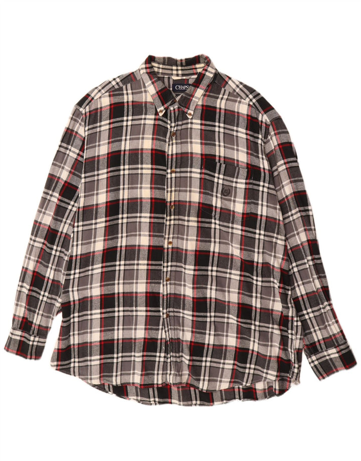 Chaps Camisa de franela grande para hombre 2XL Algodón a cuadros negros