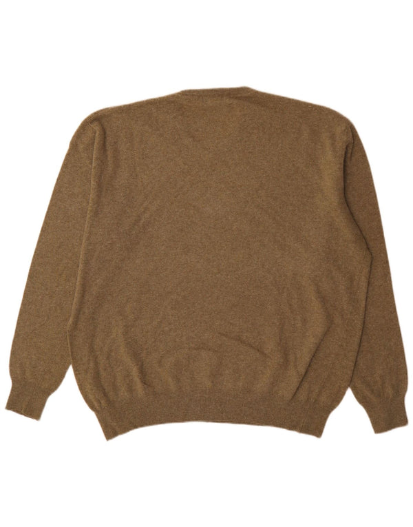 Kappa Mens V-Neck Jumper Sweater 3XL Khaki Lambswool