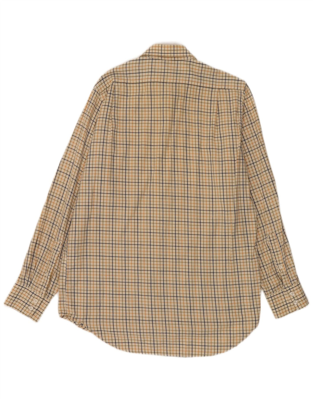 Musto Camisa de corte regular para hombre, talla 15 1/2, algodón a cuadros amarillo mediano