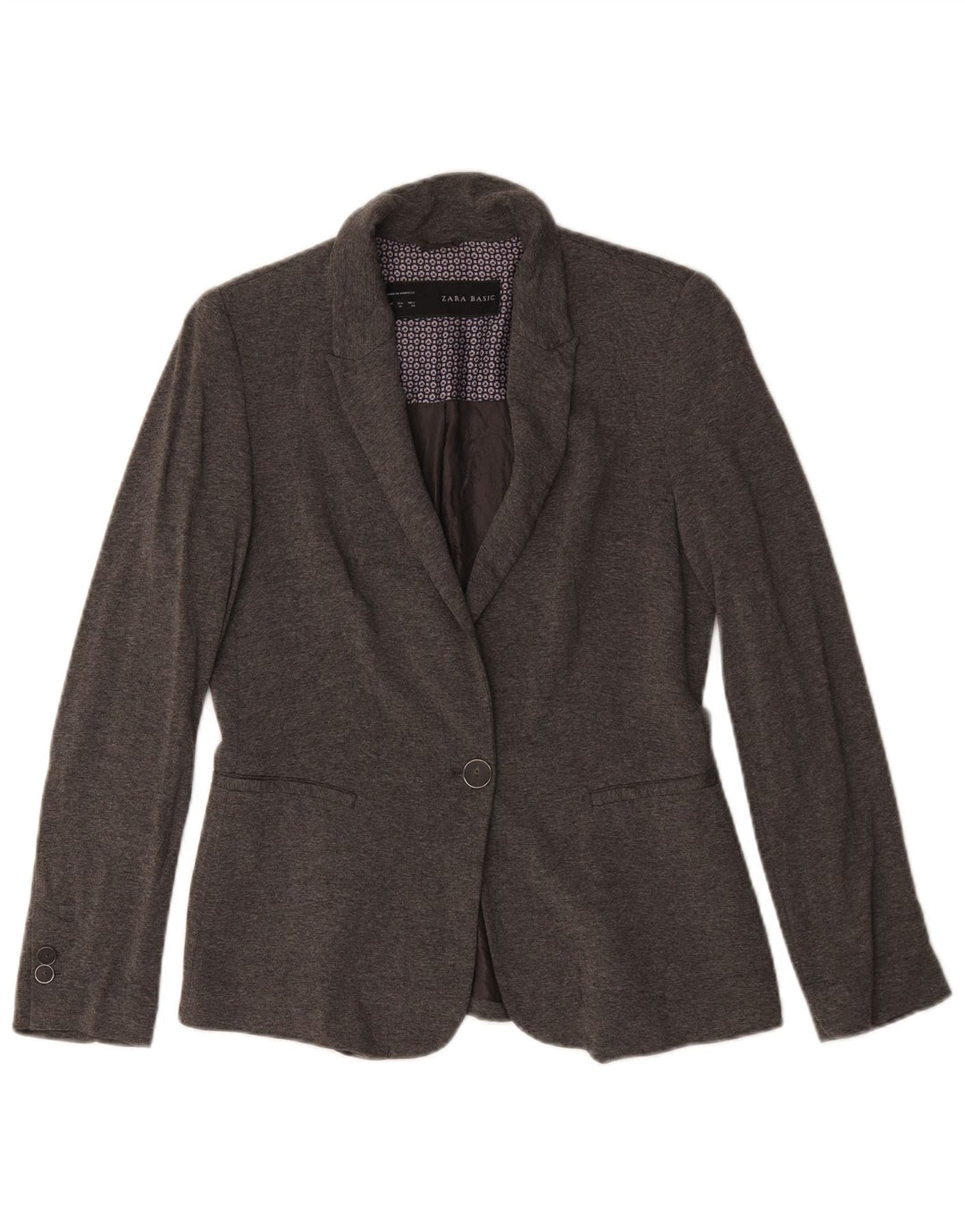 Zara Mujer Chaqueta Blazer De 1 Botón UK 44 Acetato Gris Medio