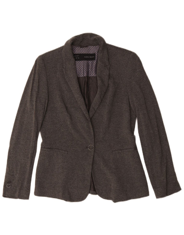 Zara Mujer Chaqueta Blazer De 1 Botón UK 44 Acetato Gris Medio