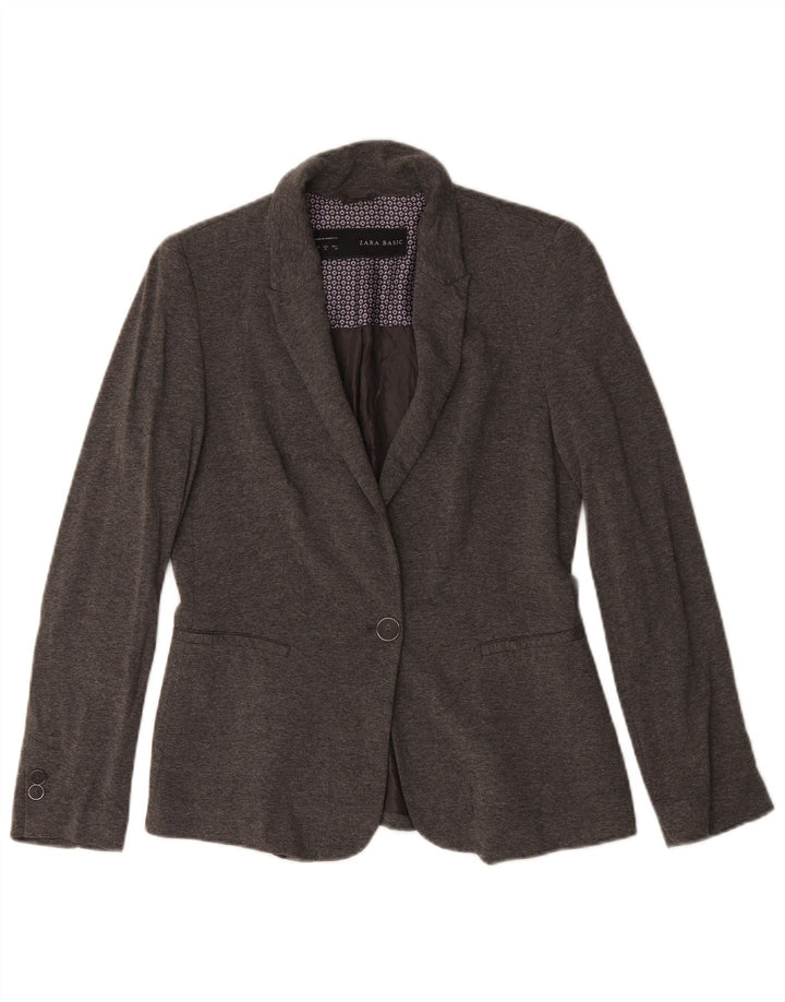 Zara Mujer Chaqueta Blazer De 1 Botón UK 44 Acetato Gris Medio