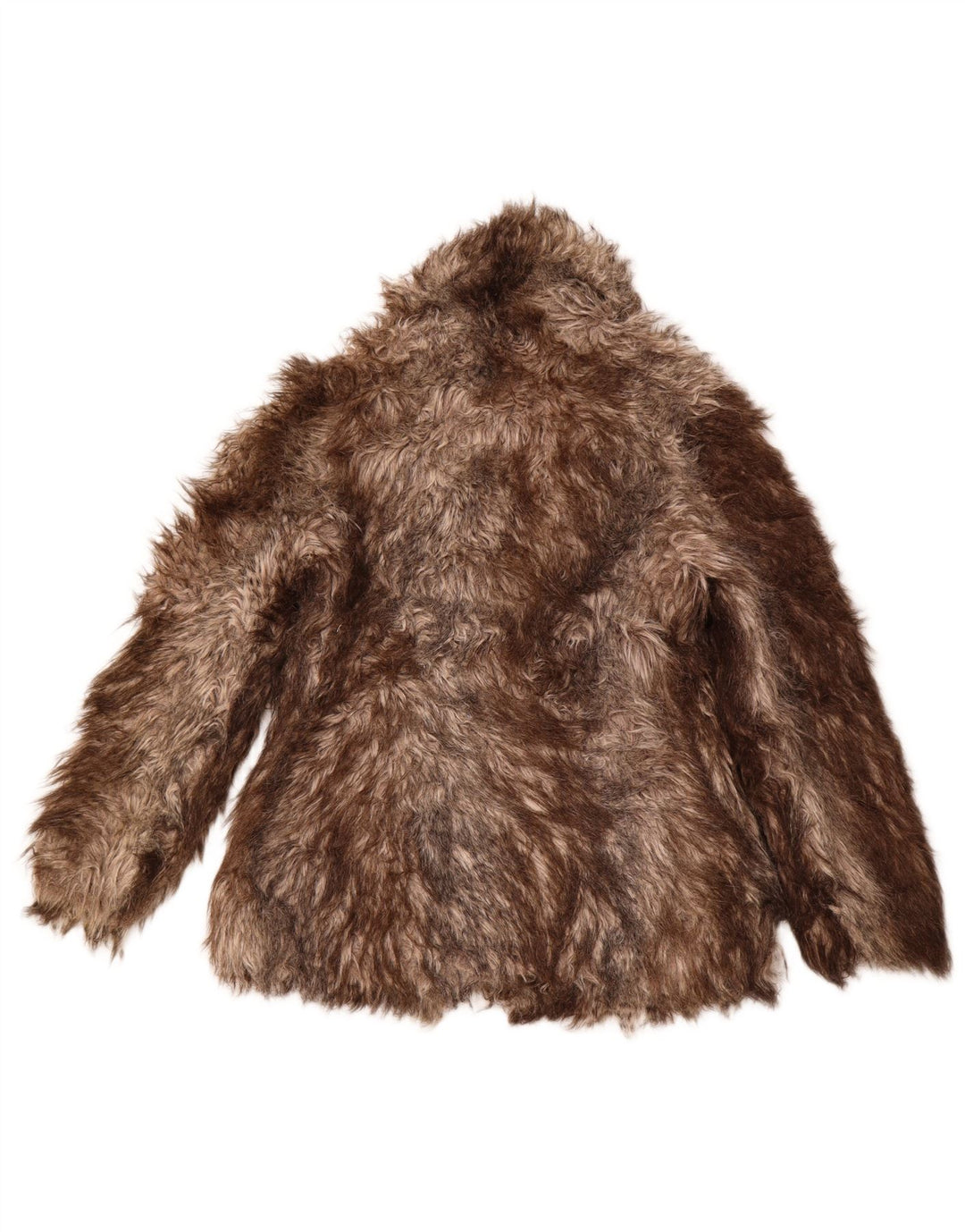 OASIS Chaqueta de piel sintética para mujer UK 10 Small Marrón Acrílico a rayas