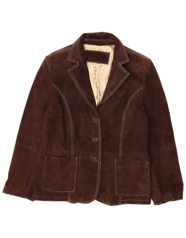 Yessica Chaqueta Blazer de Ante con 3 Botones para Mujer EU 46 XL Cuero Marrón