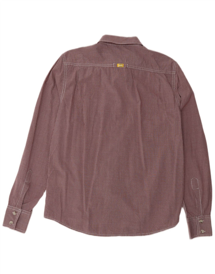 SUPERDRY Camisa para hombre grande de algodón a cuadros rojo