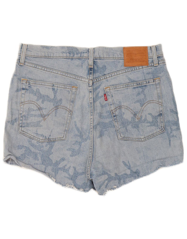 Levi's Pantalones cortos vaqueros de cintura alta Ribcage para mujer W32 Large Blue Camuflaje
