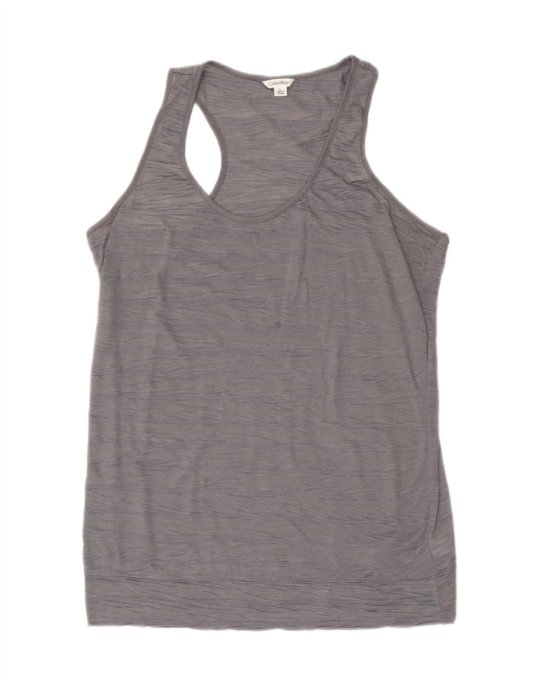 CALVIN KLEIN Top sin mangas para mujer UK 40 Poliéster a rayas gris grande