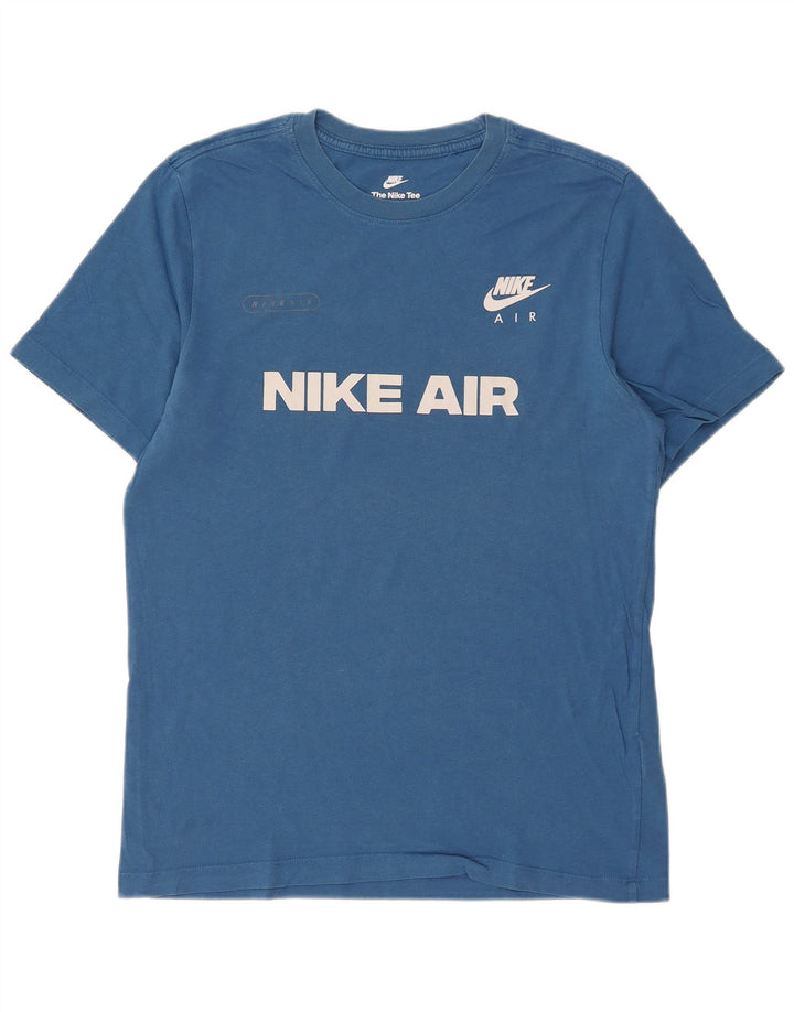 NIKE Mens Graphic T-Shirt Top Medium Blue Cotton